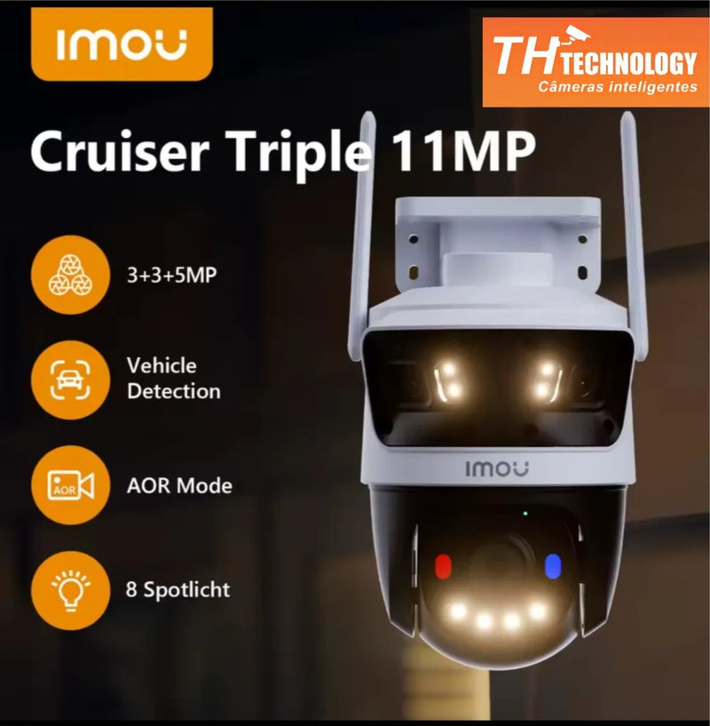 Câmera Ip Imou Cruiser Tripla Lente Panorâmica 11mp Luzativa Branco